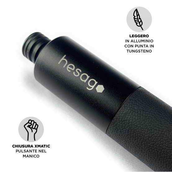 Hesago XMatic - Bastone telescopico con meccanismo di chiusura a pulsante - Professionale