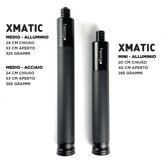 Hesago XMatic Mini - Bastone telescopico portatile e leggero con meccanismo di chiusura