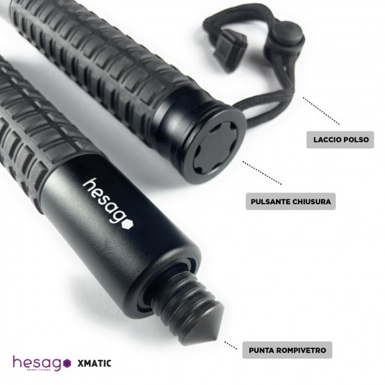 Hesago XMatic PRO - Bastone telescopico con meccanismo di chiusura a pulsante - Professionale